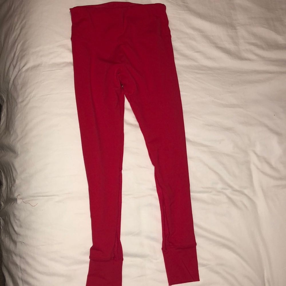 Lorna Jane cropped red mesh back leggings xs